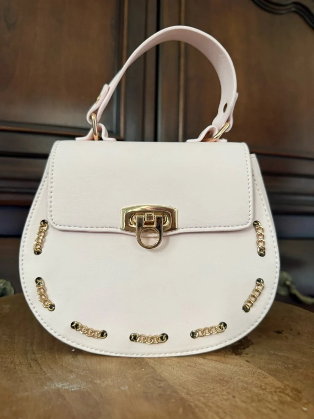 Abel & Lula Girls Blush Pink Mini Handbag Gold Chain Crossbody Purse